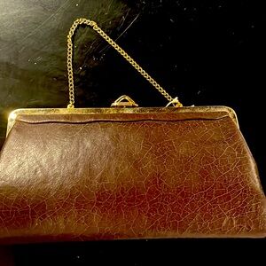 Vintage maradane Leather purse, USA, attached mirror